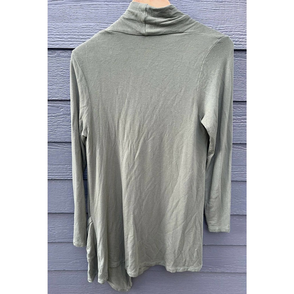 Bobeau Open Front One Button Sweatshirt Sweater Size Small Olive Green Pockets - Picture 2 of 7